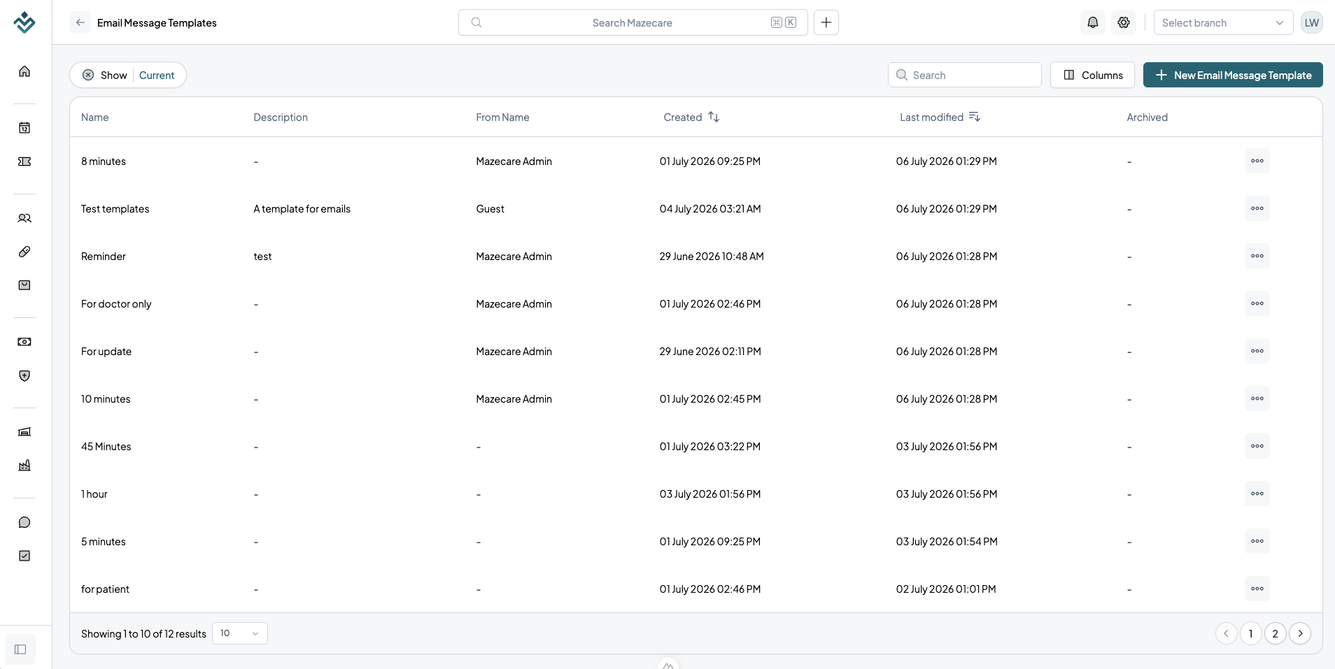 Templates Page