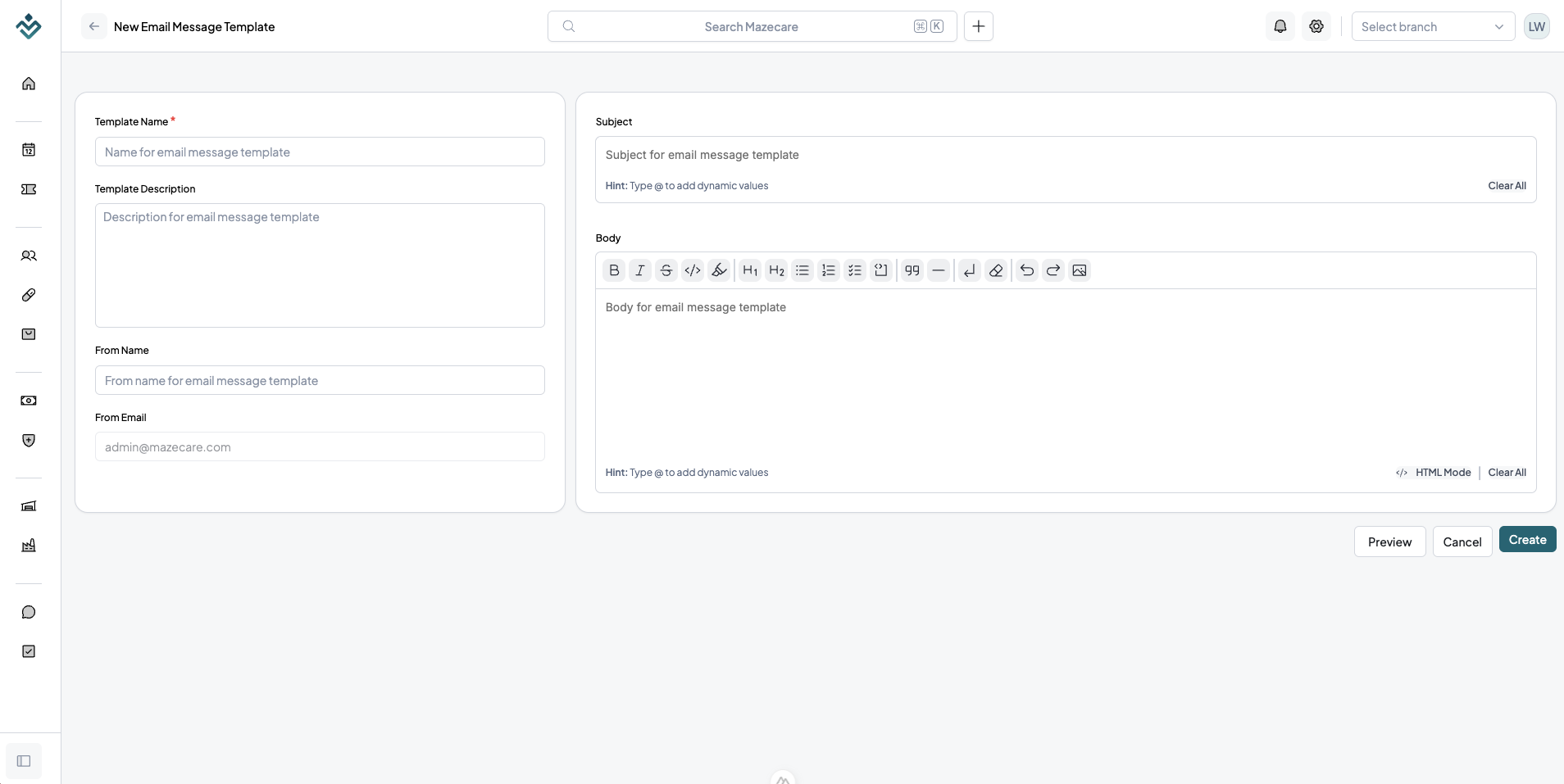 Templates Editor