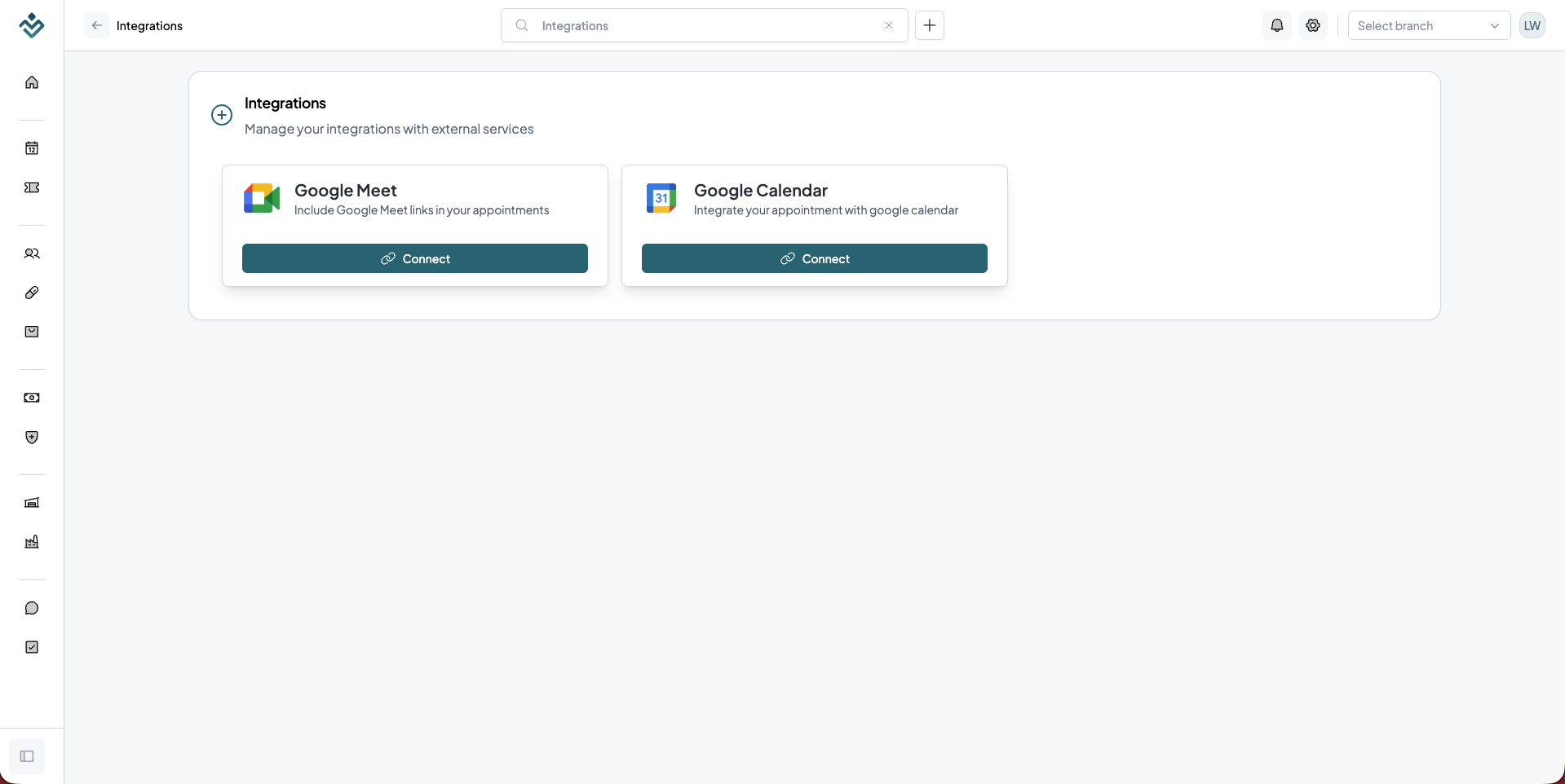 Integrations Page