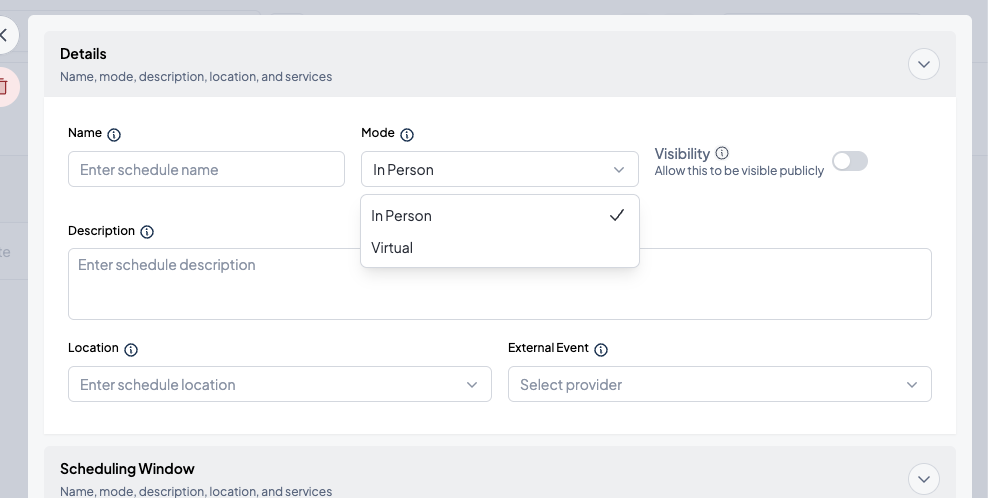 Change Appointment Schedule Mode to Virtual