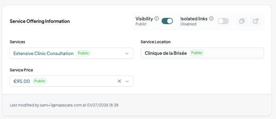 Service Offering Copy Link Sections