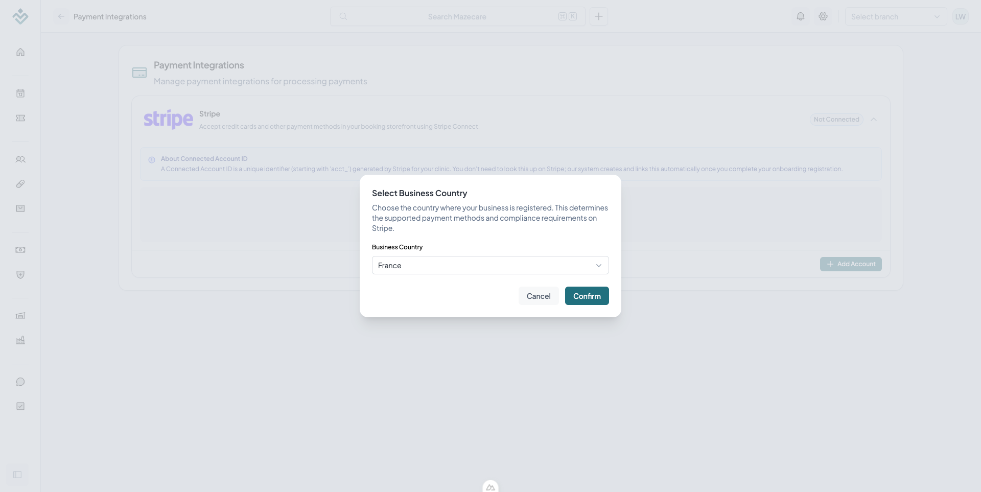 Country Selection Modal