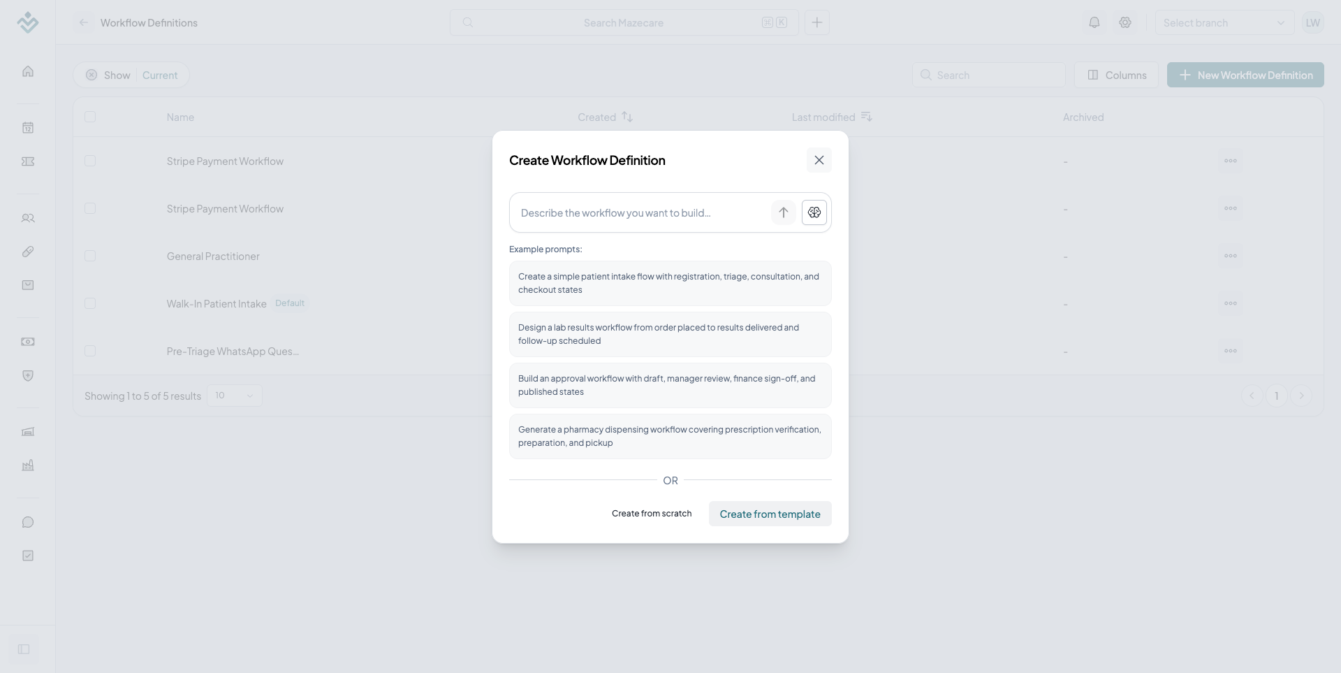 Create Workflow Definition Modal